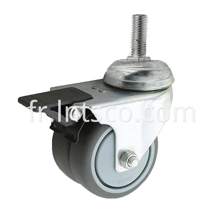 Threaded Stem Dual-wheel Brake Casters with TPR Wheels